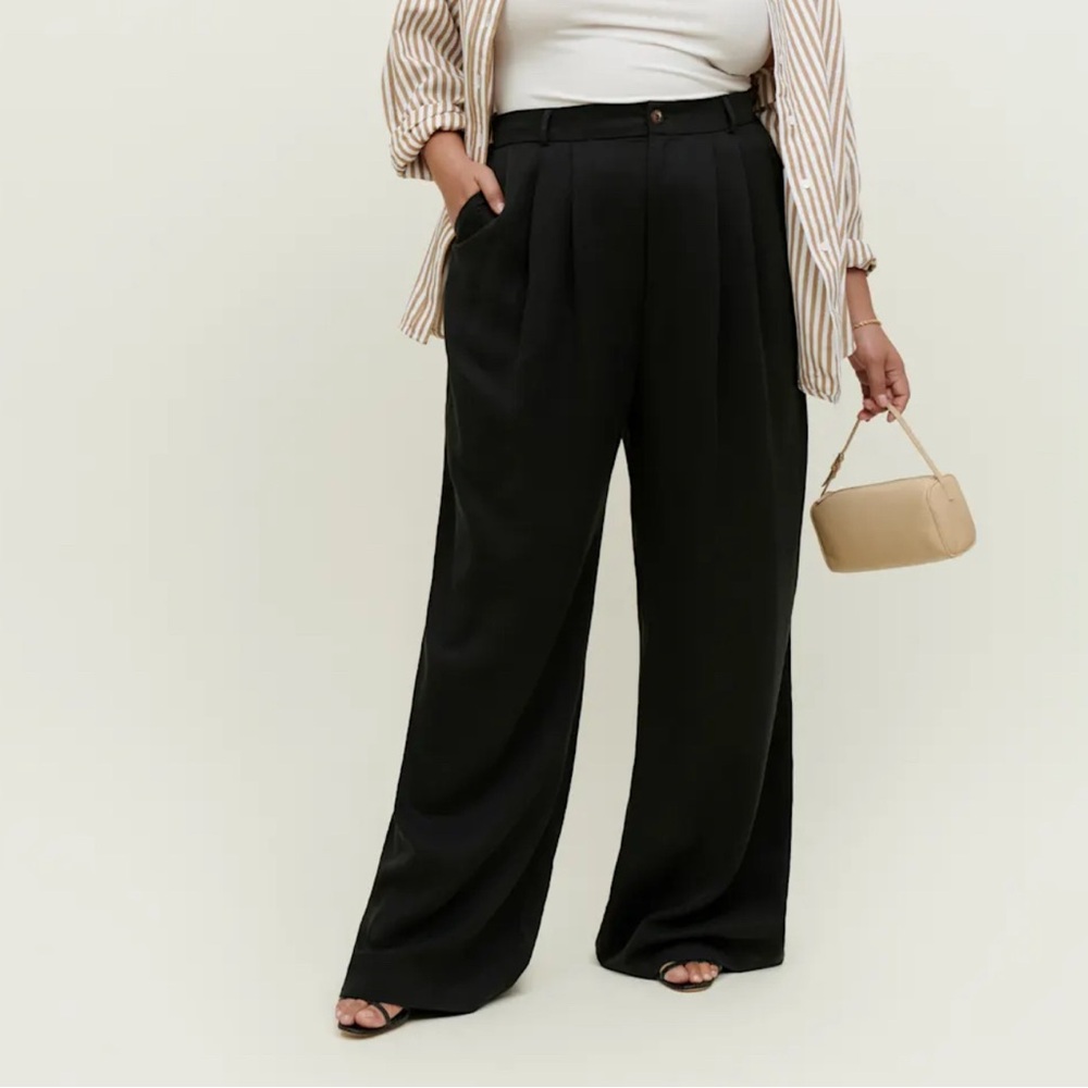 Reformation- Mason Pant- ES - plus size Women's Black Wide-Leg Pants